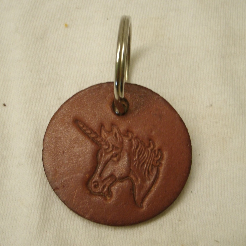 Handmade Leather Unicorn Head Keychain